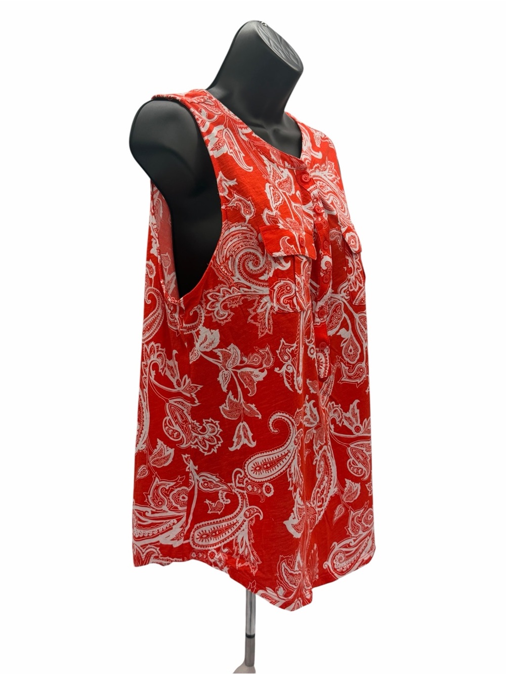 NY&C SoHo Jeans Collection Sleeveless Red Paisley Button-Front Women's Top - Picture 6 of 9